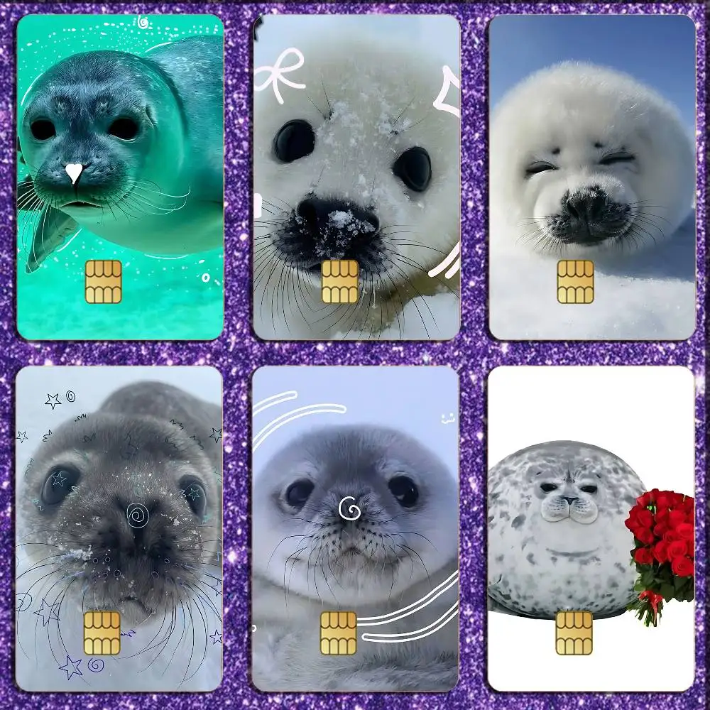 

Seal Sea Cute Funny Sticker Film Tape Skin for Credit Card Debit Card Cartoon Waterproof Stickers Small Chip