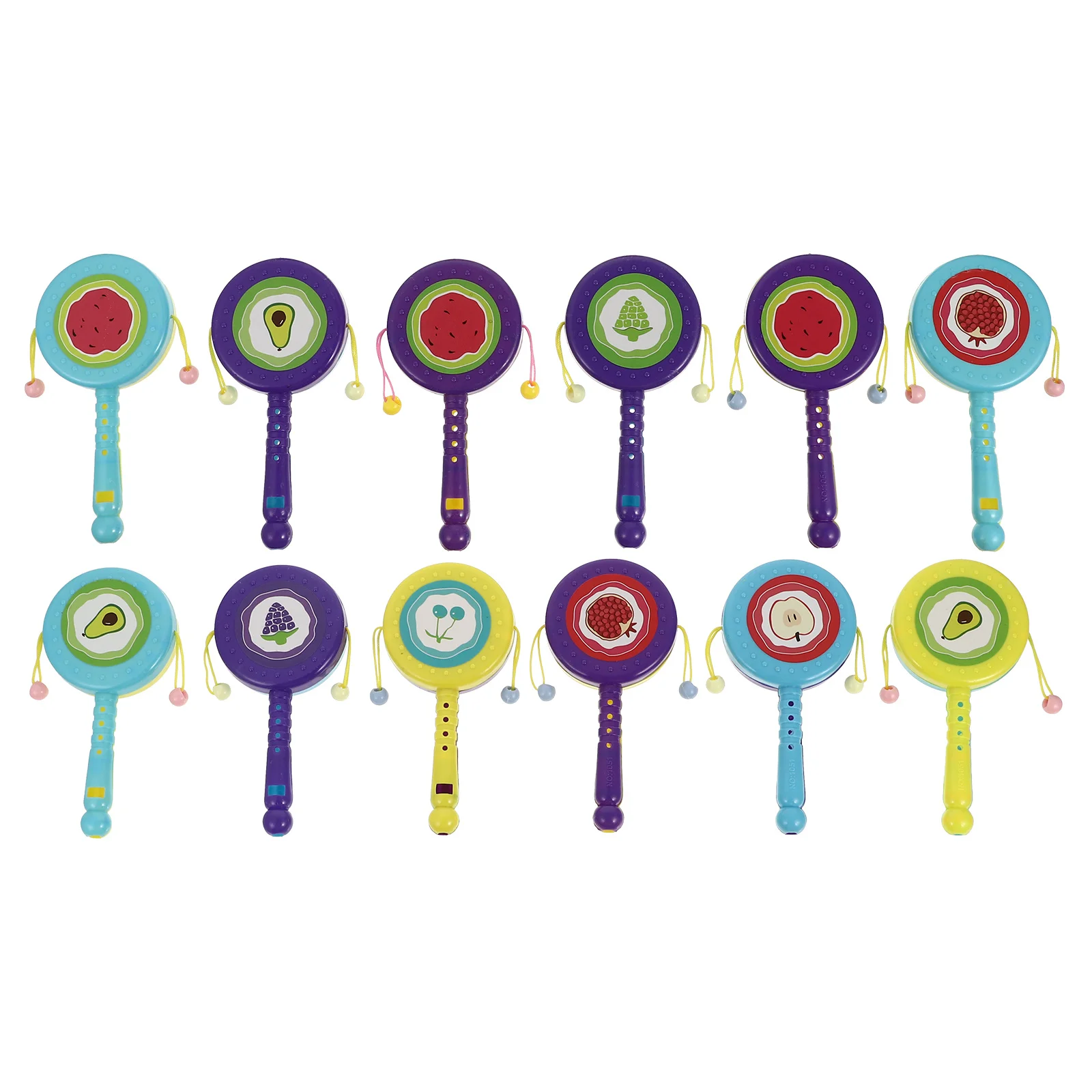 12 قطعة الطبول حشرجة الموت الملونة أنماط مزدوجة الوجهين شاكر الطفل تطوير مهارات الاستماع المعرفي الرضع التعليمية اللعب #6