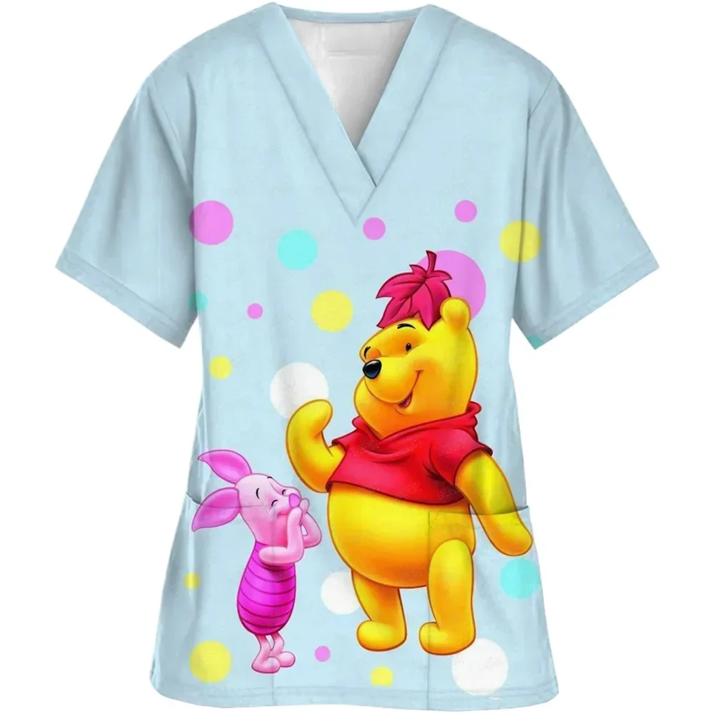 نرس کے لوازمات اسکربز خواتین نرس یونیفارم اسٹریچی ڈاکٹر کی ڈزنی ونی دی پوہ یونیفارم برائے میڈیکل/لیبارٹری لباس