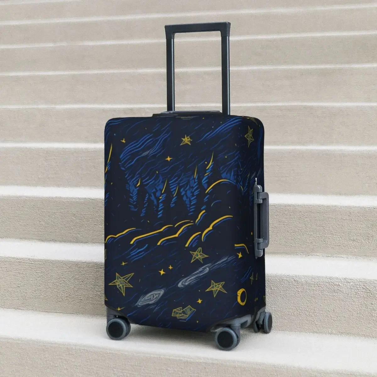 

Forest Starry Suitcase Cover Night Sky Illustration Stars Nature Practical Travel Protector Luggage Supplies Holiday