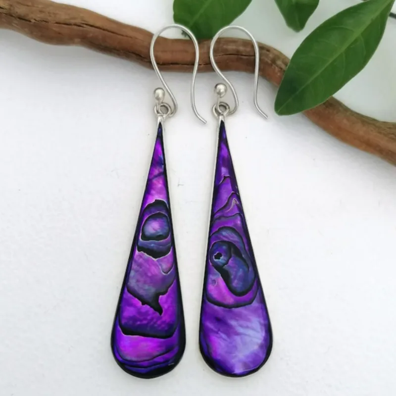 Luxuriöse Wassertropfen-Ohrringe aus violettem Harz für Damen, modische silberfarbene Tropfenanhänger-Ohrringe, Charm-Schmuck