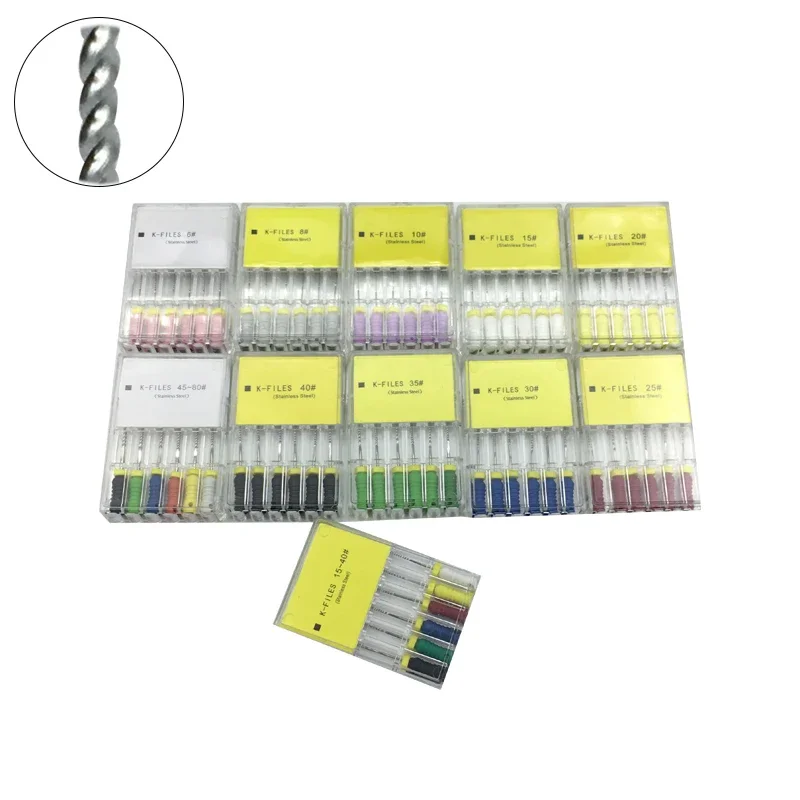 

1 Box Dental Root Canal K Files Stainless Steel Rotary File Endodontic File 21mm 25mm Dentistry Supplies