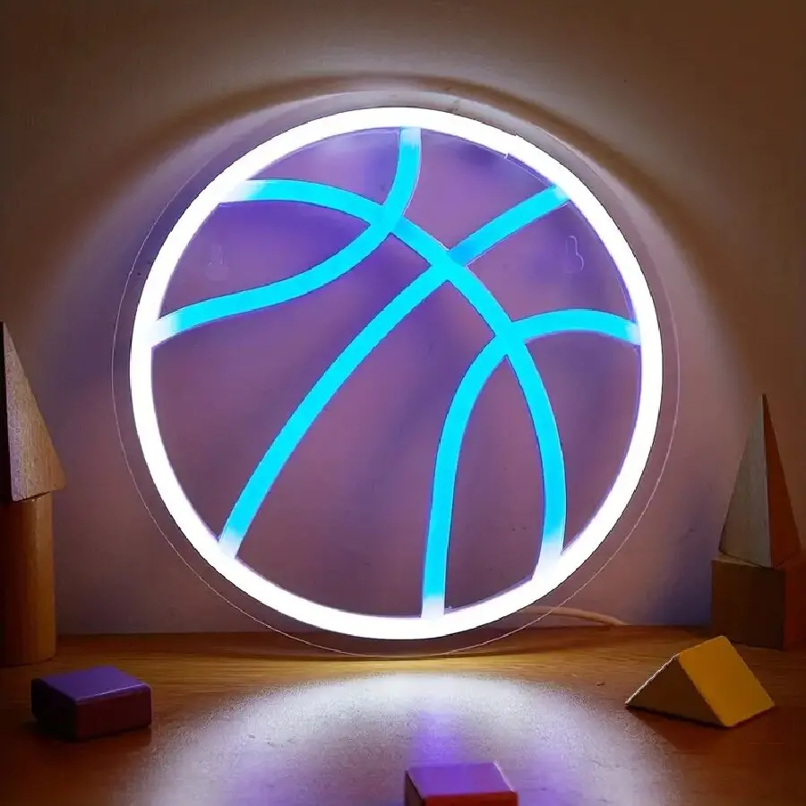 Basketball Football Backboard Neon Sign for Wall Decor, Powered by USB ,Sports Neon Signs for Room Bedroom Shop Decor