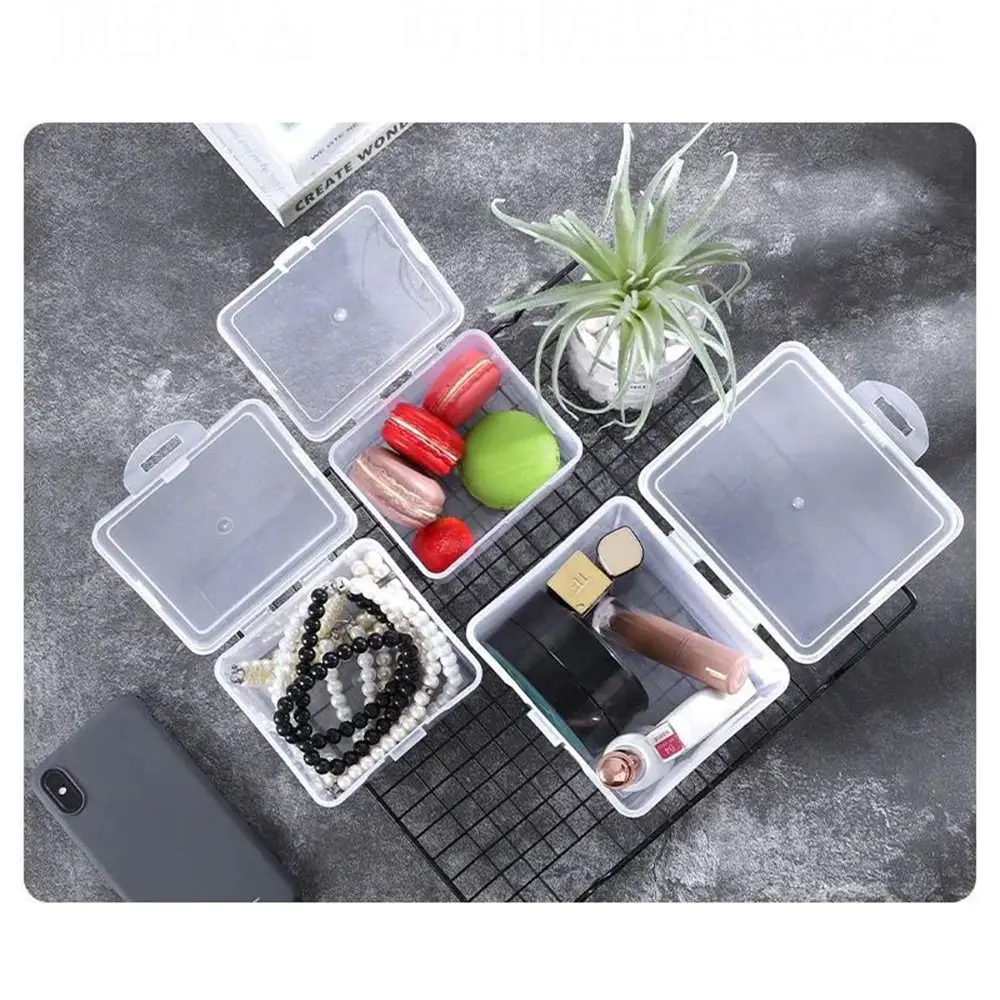 1Pcs with Lid Storage Box Multi-purpose Rectangular Shape Storage Case Clear Plastic Small Thing Container