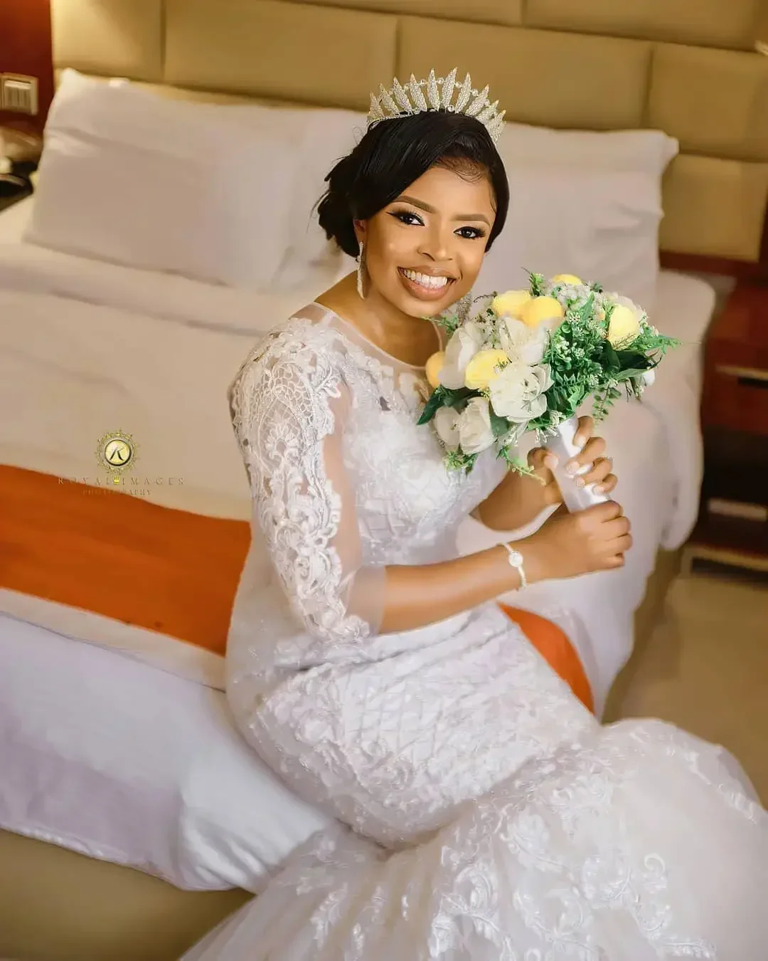 فساتين زفاف حورية البحر بيضاء على الطراز العربي مخصصة بأكمام طويلة بالإضافة إلى حجم سويب تراين حديقة البلد رداء حفلات الزفاف