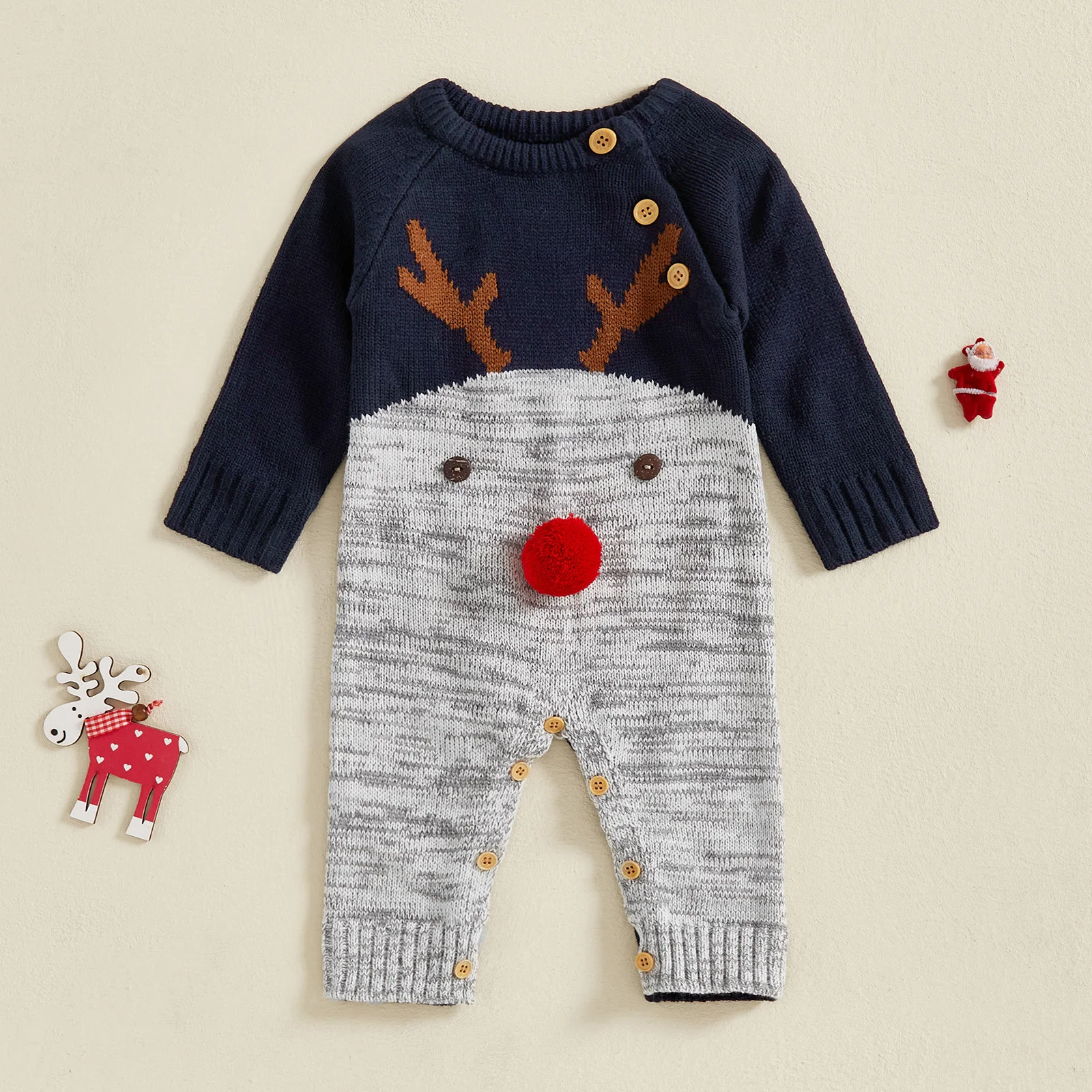 3-24 متر الرضع بيبي بوي فتاة عيد الميلاد السروال القصير الرنة محبوك حللا عيد الميلاد السنة الجديدة زي الشتاء الدافئة الصوف ملابس الطفل