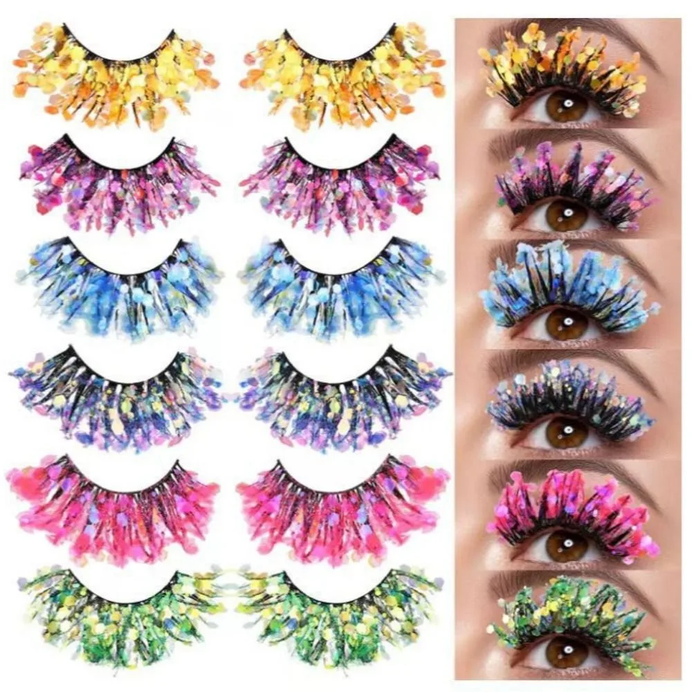 Dramatic 25mm Faux Mink Wispy Lashes Luminous Fluffy False Eyelashes Extension 3D Mink Soft Fluorescent Lashes NightClub Party