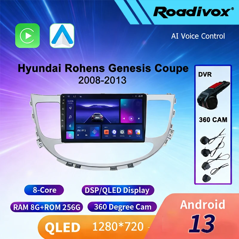 

roadivox Android car radio for Hyundai Rohens Genesis Coupe 2008 2013stereo GPS Navigation video Multimedia Player tape recorder