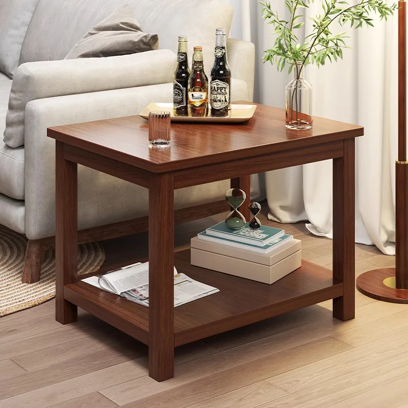 Coffee table, living room, household new Chinese-style solid wood leg tea table, small apartment, sofa side cabinet, side cabin