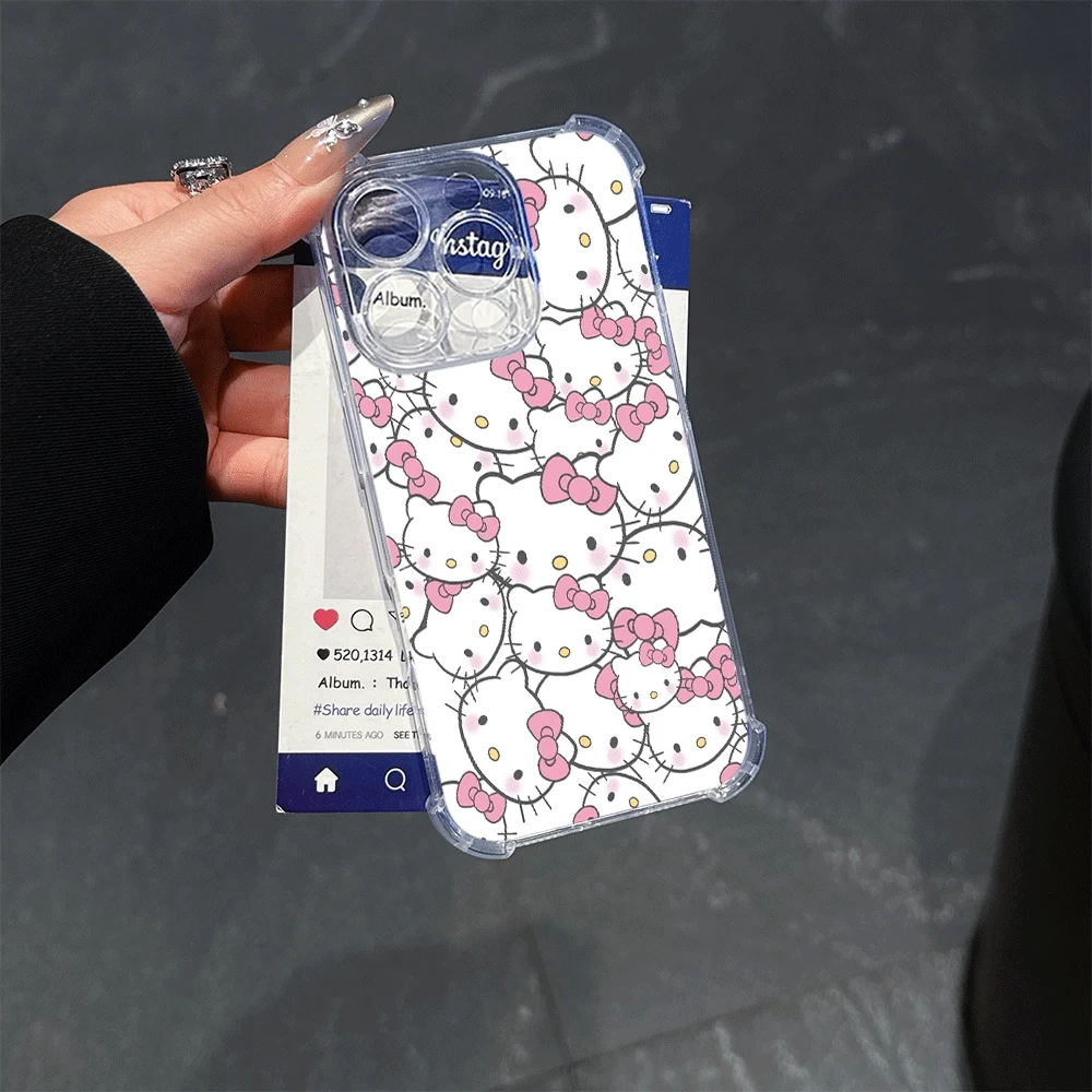 Hellokitty الحالات الهاتف المحمول آيفون 15 برو آيفون 16/15/14/13/12/11/x/xs/xs ماكس فتاة واضح جراب هاتف مرحبا كيتي 2025 جديد