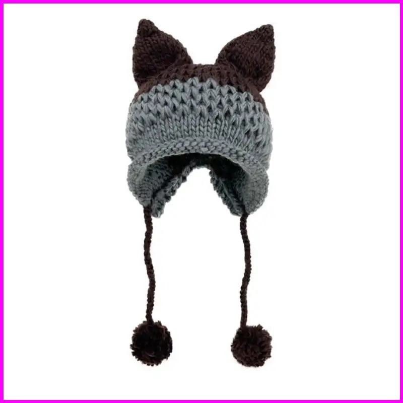 gorros-malha-com-orelha-gato-chapeu-grunge-colorblock-croche-bola-pelucia-earflap-caveira-bone