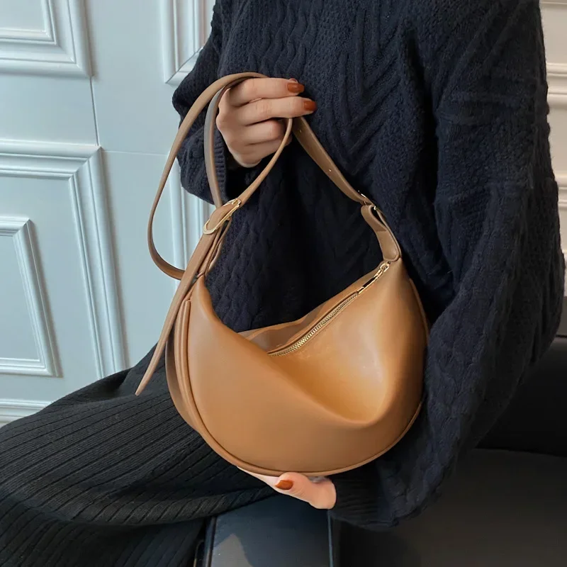 

Женская сумка-Кроссбоди из ПУ кожи, вместительная трендовая текстурная дамская сумочка-пельмень на молнии через плечо из полиуретана