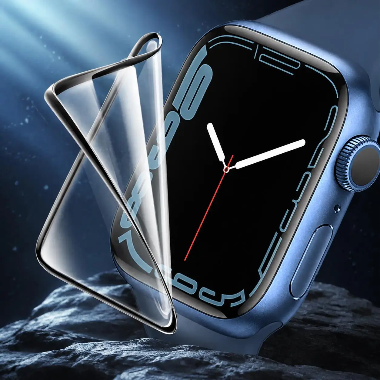 Weiches Glas für iWatch Displayschutz 9D für HD Vollfilm für Apple Watch 44mm 45mm 41mm 38mm 42mm 40mm Serie 9 8 7 6 5 4 SE Zubehör