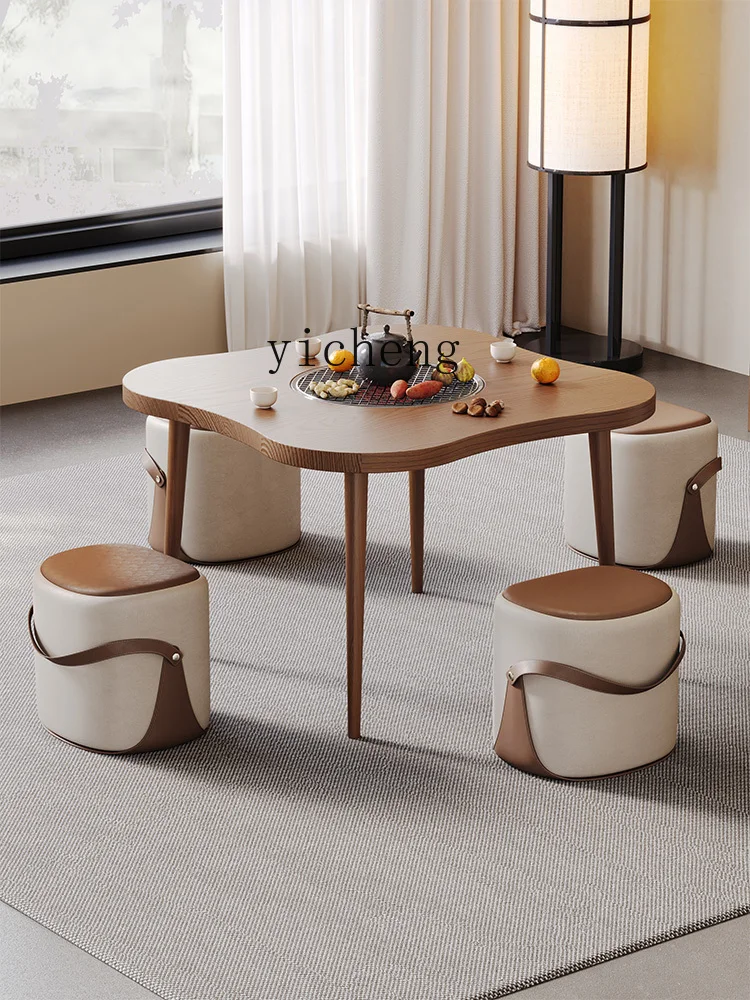 

LX Solid Wood Square Table Chess and Card Table Small Balcony Tea Brewing Table