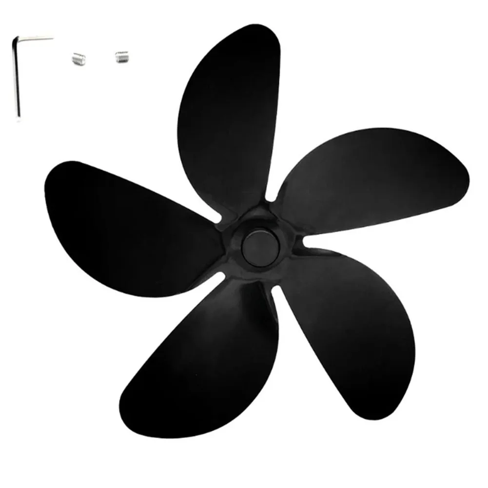 Lareira Fan Blade, fogão a lenha, peças de baixo ruído, substituição, 5-Blade, 7.09 Polegada, durável, alta qualidade, novo