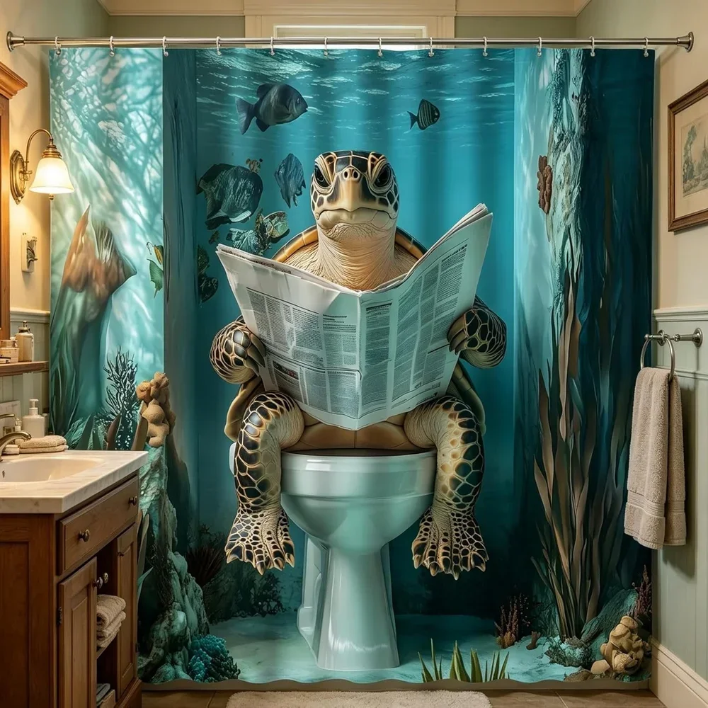 Scenery outside the beach and seaside print shower curtain，bathroom bathtub curtain polyester partition curtain home decoration