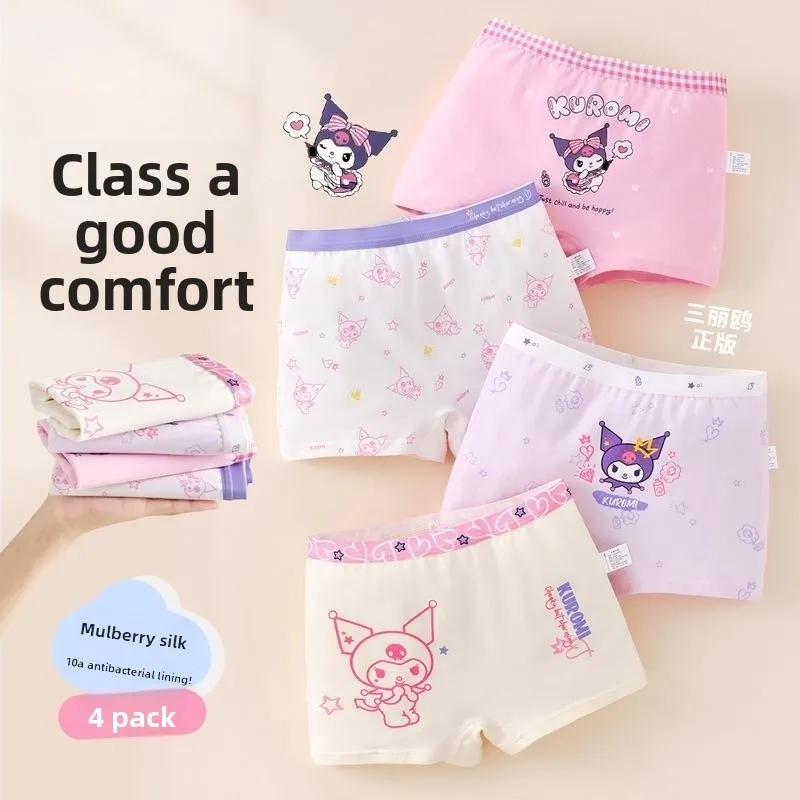 6pcs Pack Set of Sanrio Kuromi Melody 0A Antibacterial Cartoon Underwear, Grils Boxer Shorts