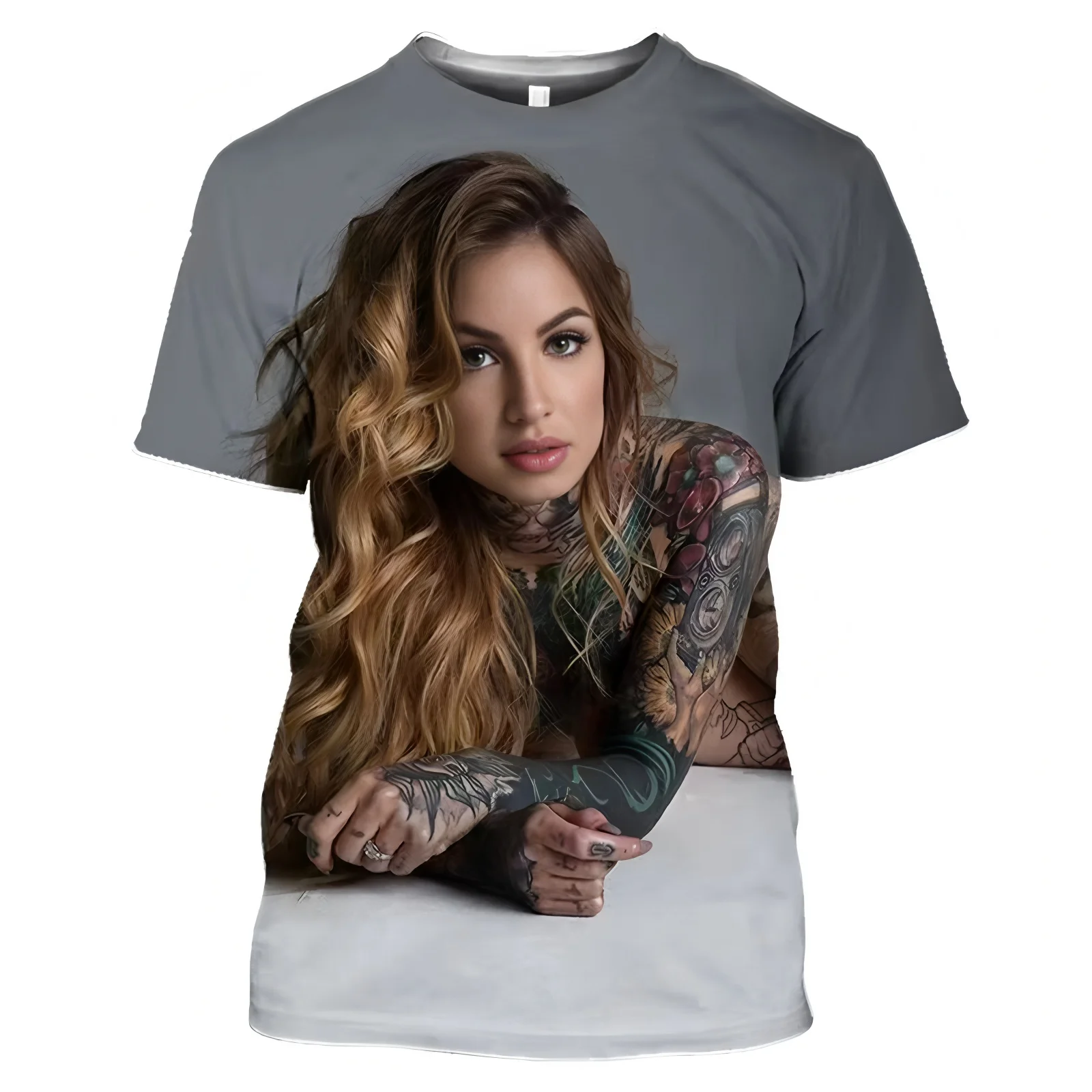 

streetwear mens clothing 3D digital printed beauty graphic t shirts round neck short sleeved new in tops casual T-shirt for men