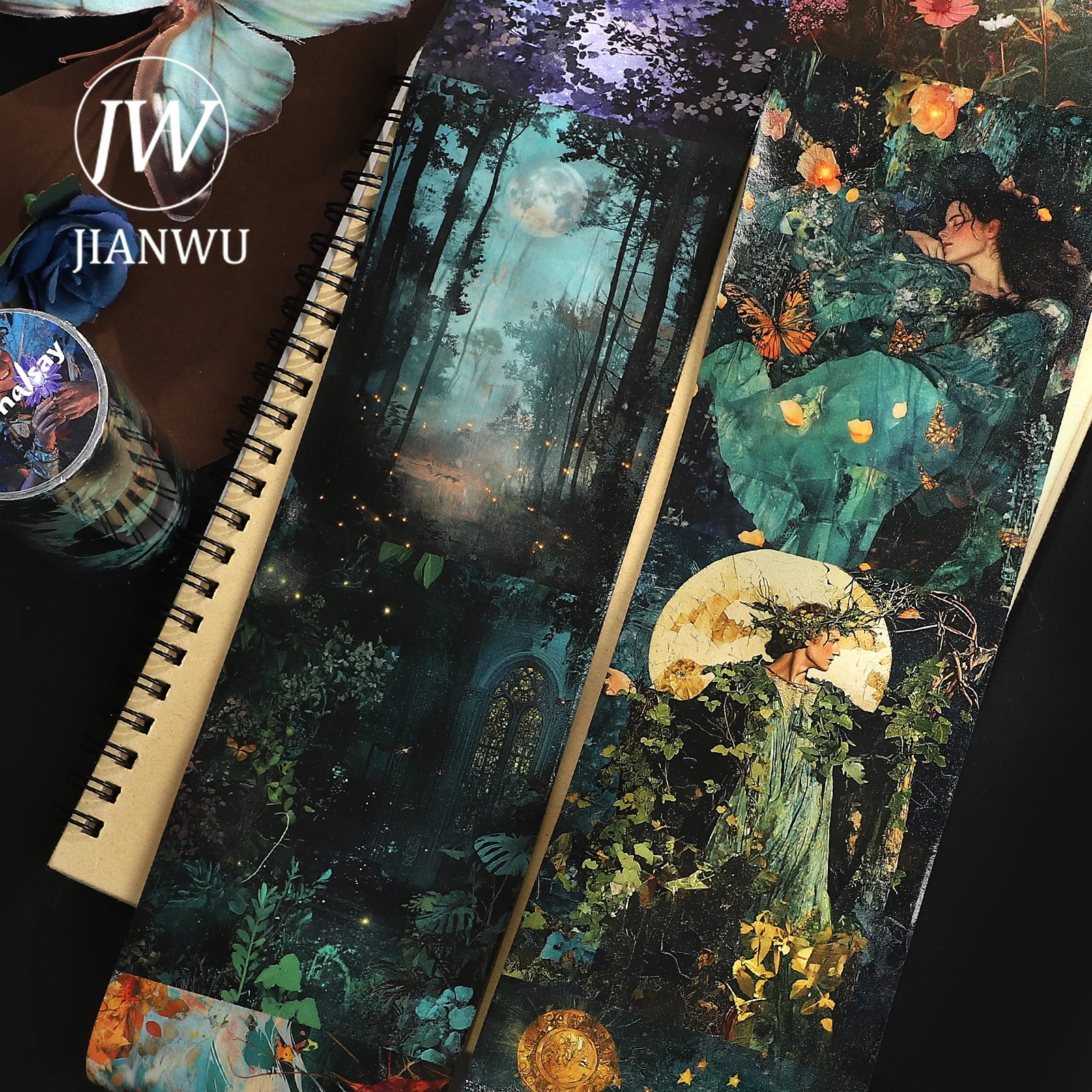 JIANWU 80mm*204cm Vintage Character Tree Flower Landscape Material Collage Scrapbook Washi Tape Creative DIY Journal Stationery