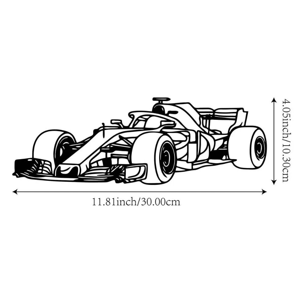 1pc Metal Formula Racing Car Decoration - Minimalist Black Line Art Design, Heavy-Duty Iron Construction