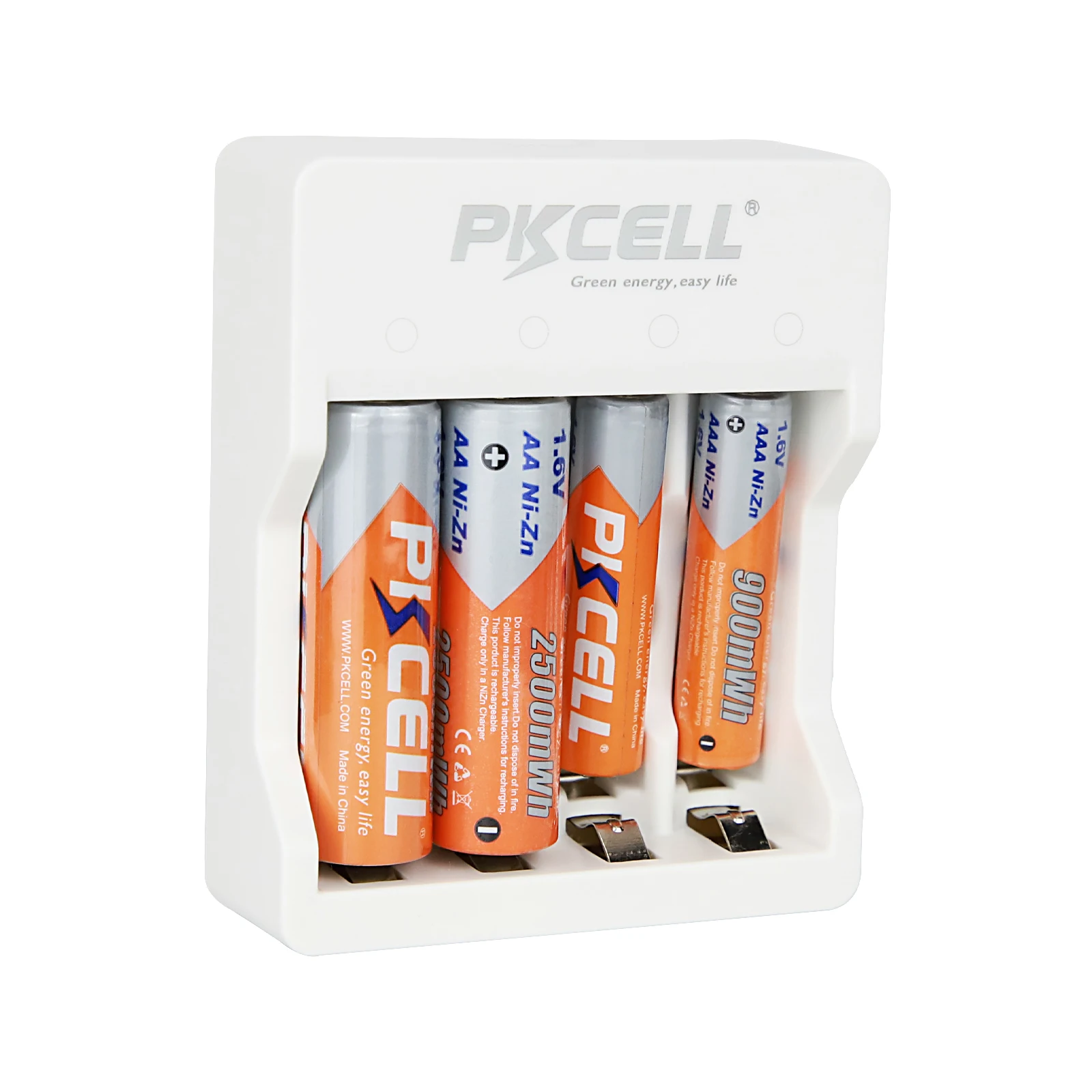 PKCELL 4PC AA 2500MWH Batteries +4PC NI-ZN AAA 900MWH Battery 1.6V NIZN AAA/AA Rechargeable Batteries with nizn battery charger