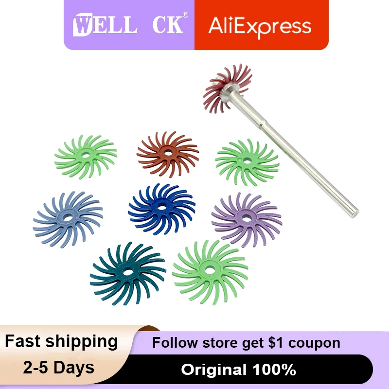 70pcs/Pack Dental Composite Spiral Finishing Polishing Disc Wheel and 5pcs Dental Lab Polishing Shank Mandrel 2.35mm