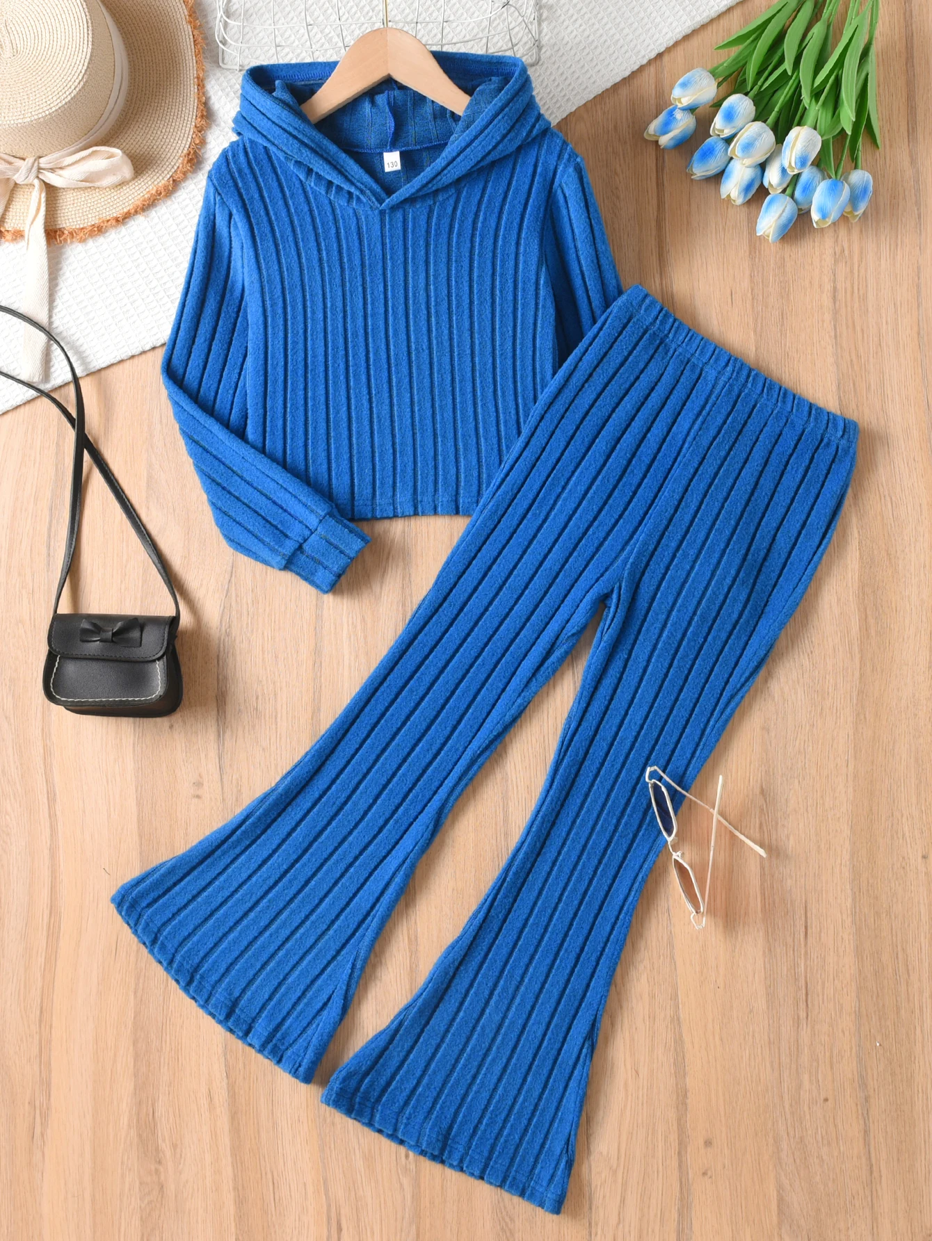 

Two-piece long-sleeved blue trouser suit fall casual sports style children's suit