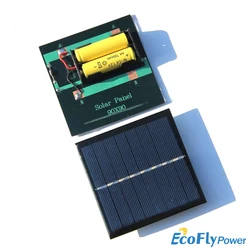 1PC 1W 2V 4V  Solar Panel Polysilicon 90*90mm With Battery Holder Can Charge 2 * AA/  AA1.2V Rechargeable Battery