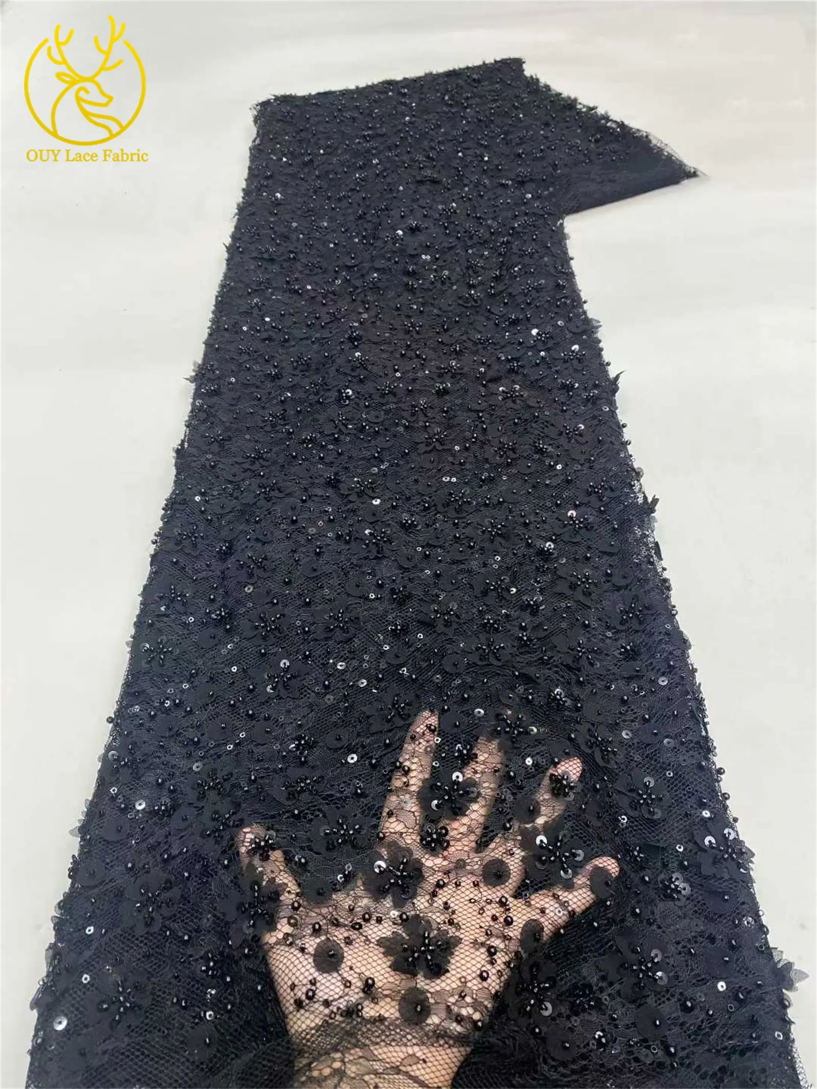 Neuester Spitzenstoff mit Pailletten und Perlen, 2026, hochwertiger afrikanischer nigerianischer Spitzenstoff, Hochzeitskleid und Abendkleid, Nähen, 5 Yards – Detail 21