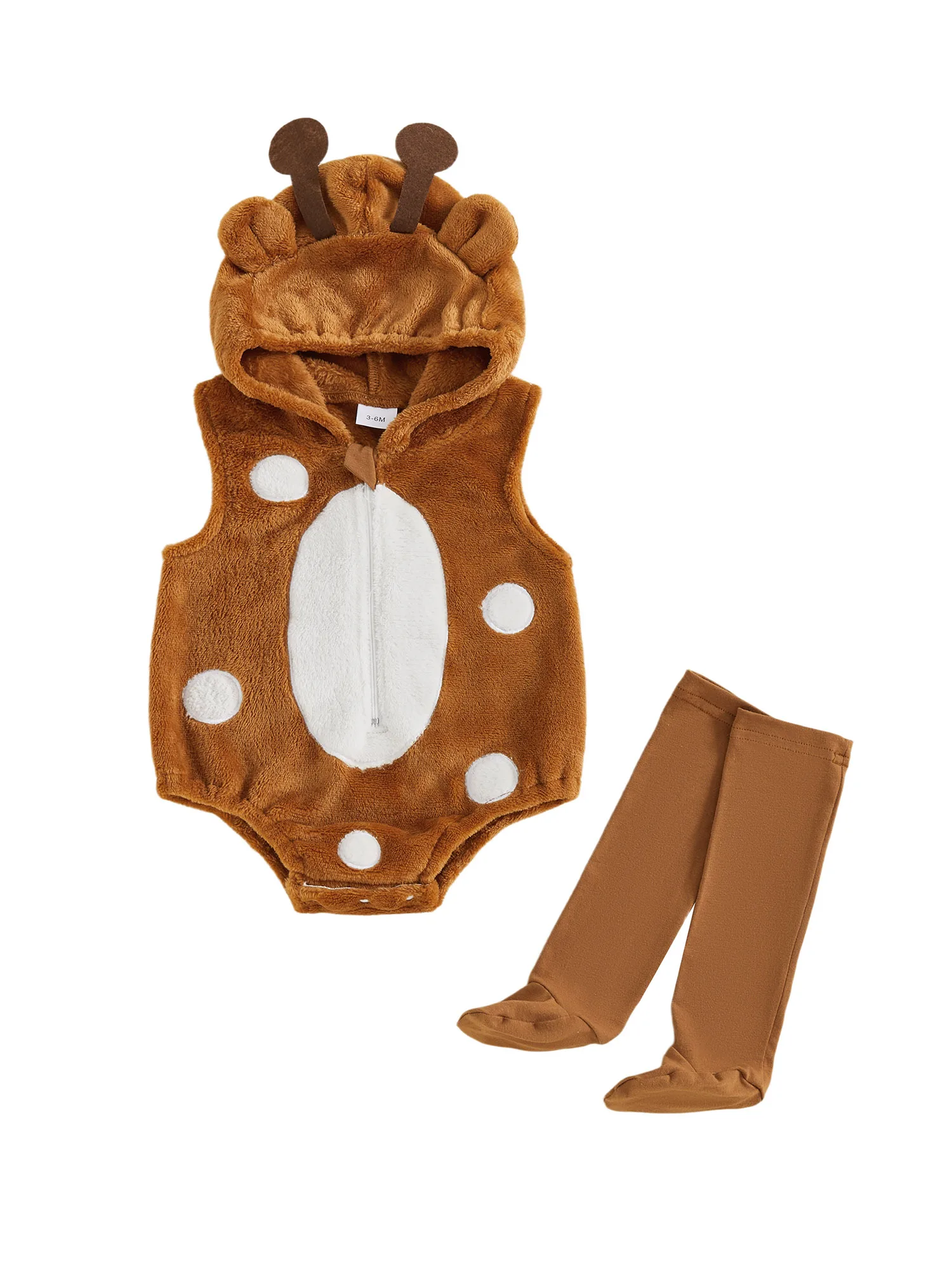 Entzückender Baby-Bären-Strampler mit Kapuze, stilvolles, gemütliches Panda-Kostüm, ärmellos mit passenden Socken für Kleinkinder