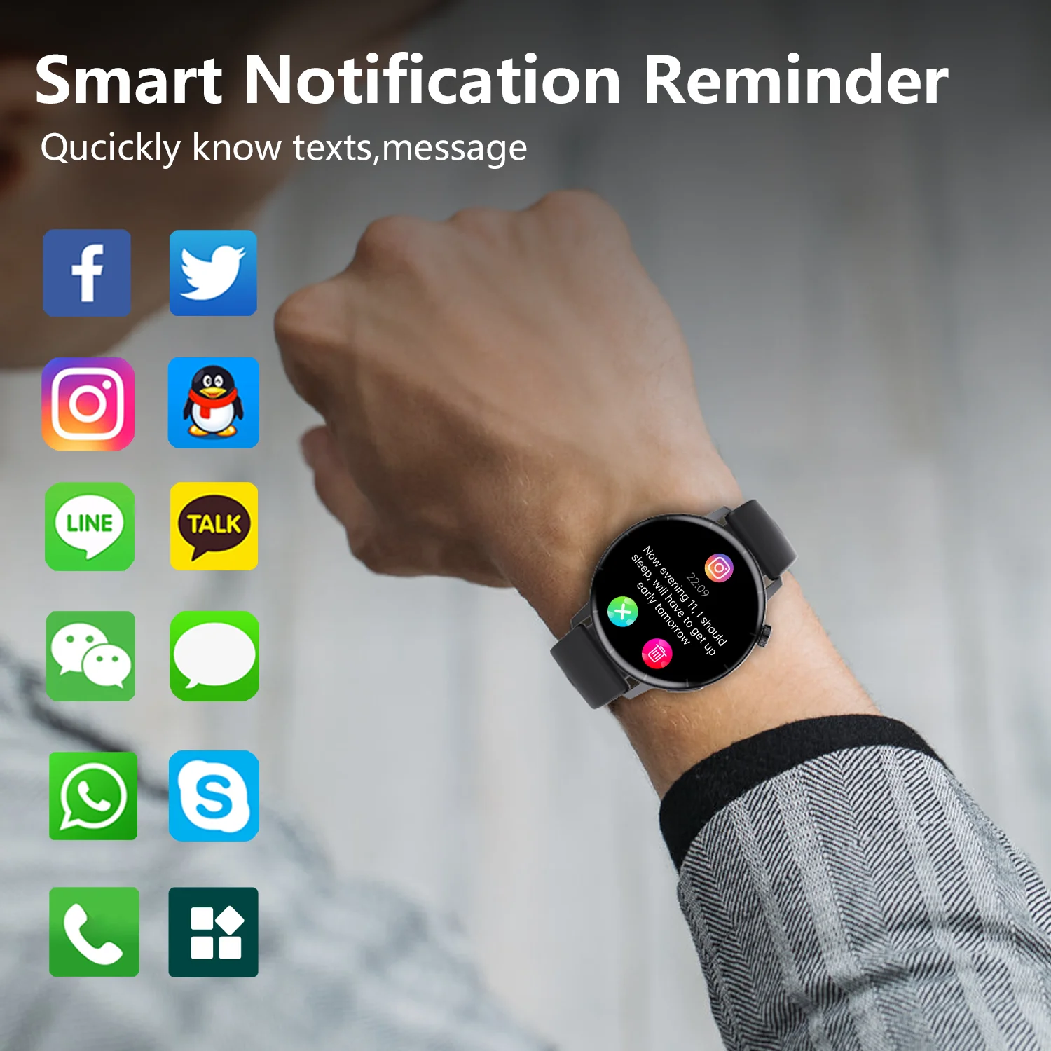 ساعة ذكية مناسبة لهواتف أبل أندرويد وشياوي ، بتقنية البلوتوث ، وبلوتوث ، من من من من نوع Apple andid وsort + Sport ، مقاومة للماء IP67