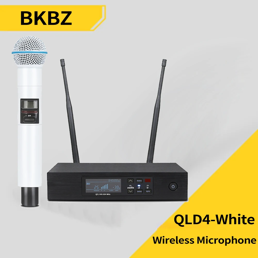 

BKBZ QLD4 B58 White UHF True Diversity Wireless Microphone System for Karaoke Stage Performances Mic Wireless Professionnel