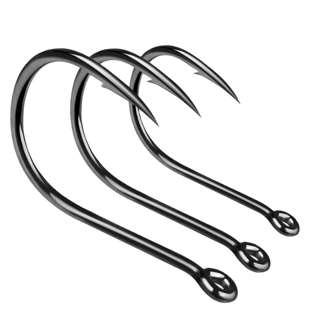 Inline Circle Fishing Hook High Carbon Steel Single Hooks Saltwater Closed Eye Fishhook 100pcs 3# –15# Fishing Equipment