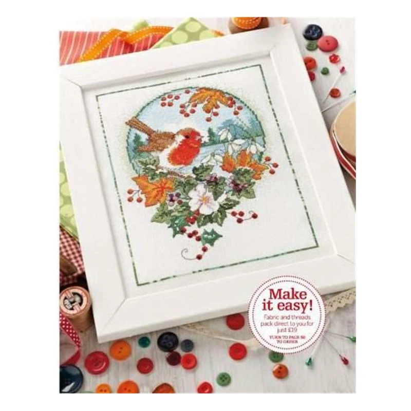 The cross-stitch set 28CT, 18CT, 14CT and 11CT can be selected as the hand-made material pack of printed fabric saga Winter Bird