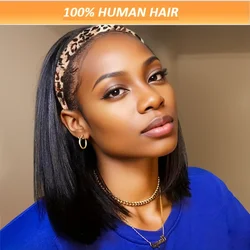 Straight Bob Headband Wig For Women Brazilian Remy 100% Human Hair Short Bob 200% 250% Cheap Full Machine Made Headband Half Wig