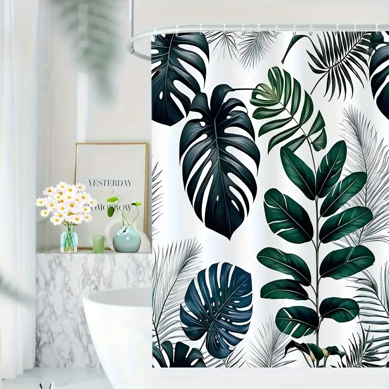 

Large Tropical Botanical Shower Curtain Monstera Jungle Leaf Print Waterproof Bathroom Decor 180x180cm