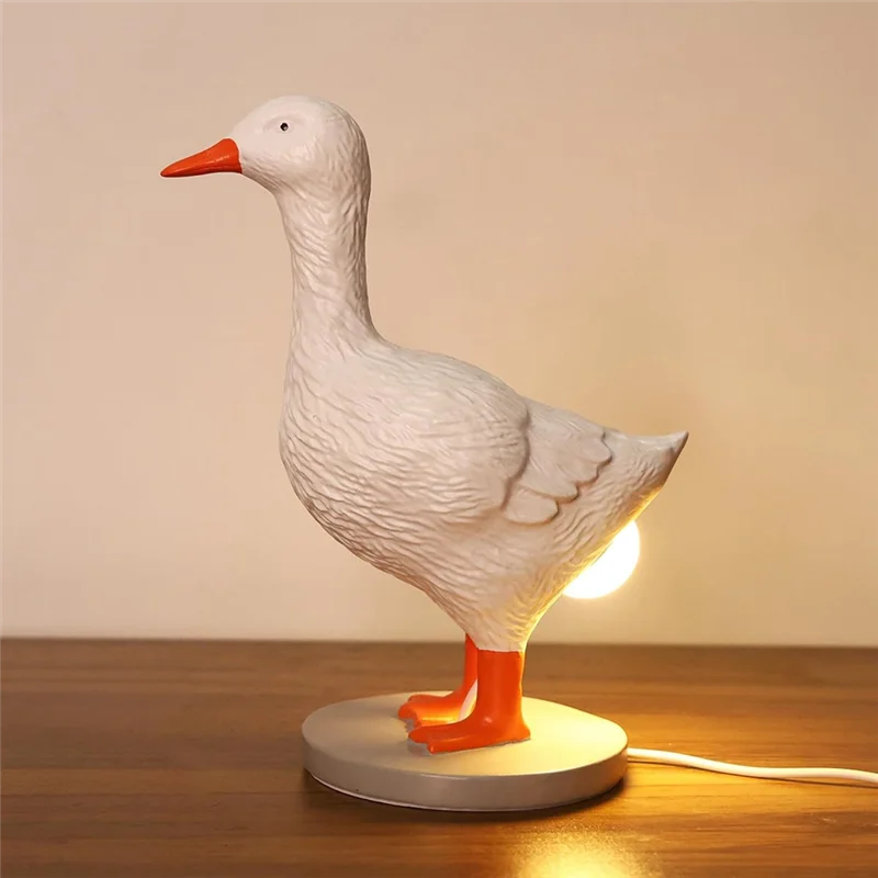 Duck Lamp, 3D Duck Table Lamp, Lifelike LED Lamp, Resin Duck Night Light With USB, 1PCS White Resin
