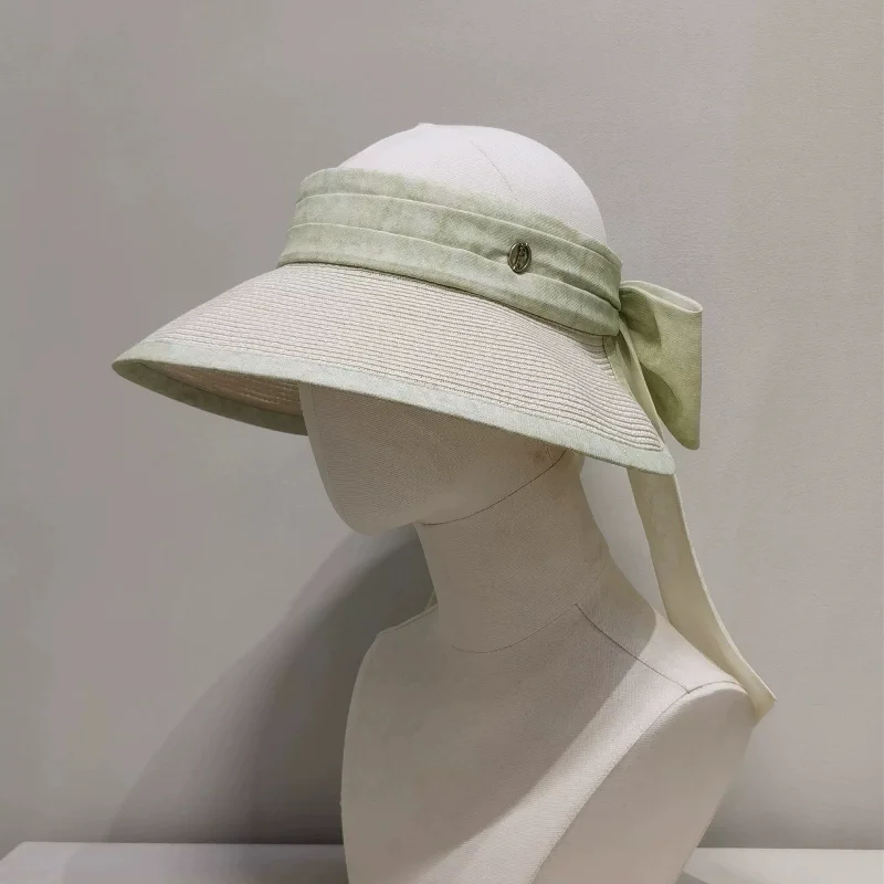 2026-new-vintage-knot-empty-top-hat-women's-summer-sun-protection-beach-holiday-hat-youth-geometric-color-block