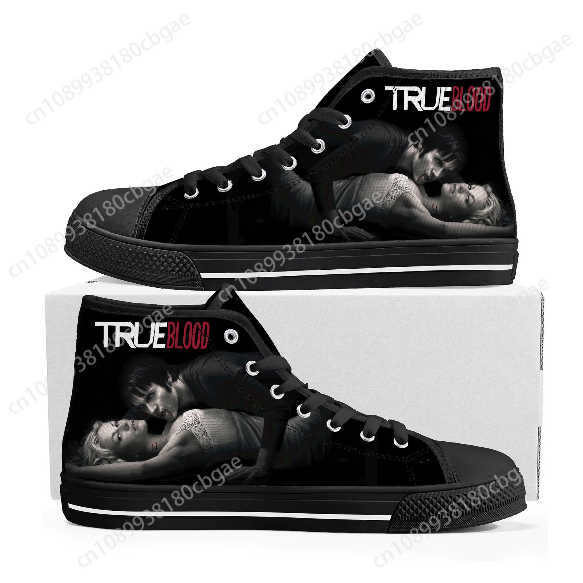 True Blood High Top Sneakers Mens Womens Teenager Anna Paquin Stephen Moyer Canvas Sneaker couple Shoe Casual Custom Made Shoes