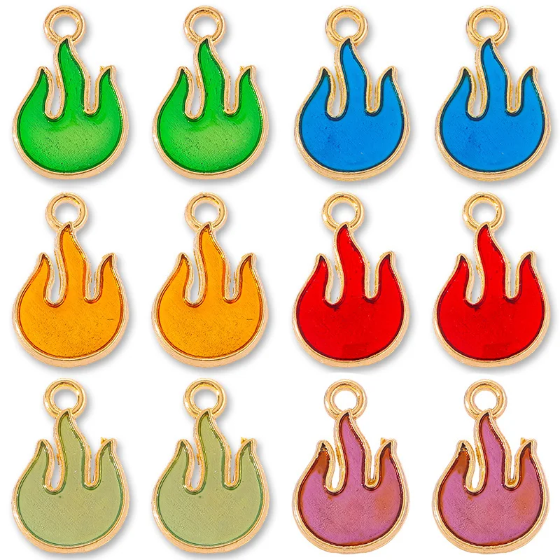 20Pcs/Set Red Flame Fun Enameled Zinc Alloy Pendant for Bracelet Earrings Phone Charm DIY Jewellery Making Supplies Accessories