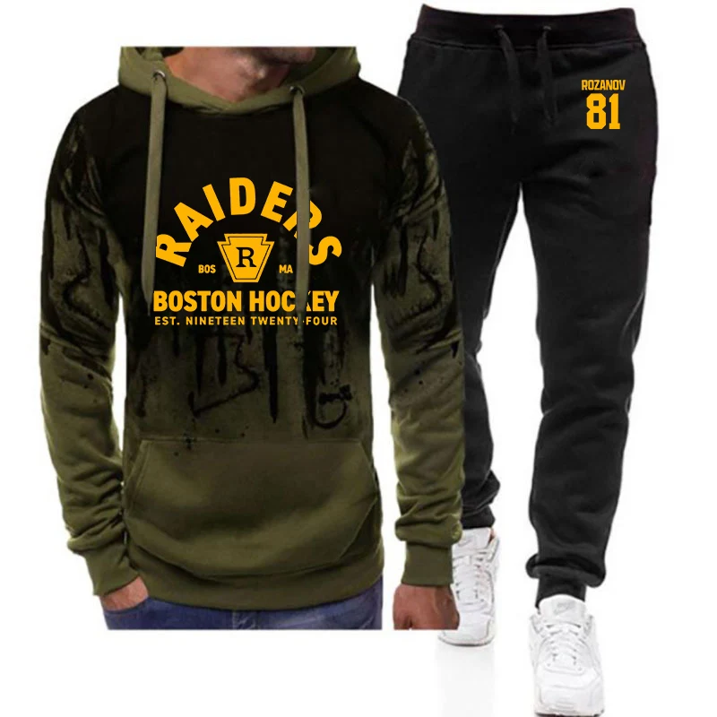 

2026 TV Heated Rivalry Llya Rozanov 81 Spring Autumn Men's New Gradient Color Pocket Hoodies + Sweatpants Casual Regular Suit