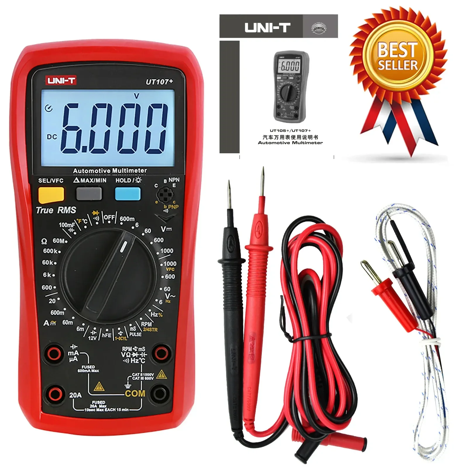 

UNI-T UT105 + UT107 + Автомобильный Мультиметр, высокая точность, True RMS, Автоматический диапазон, фактическое значение, цифровой мультиметр.