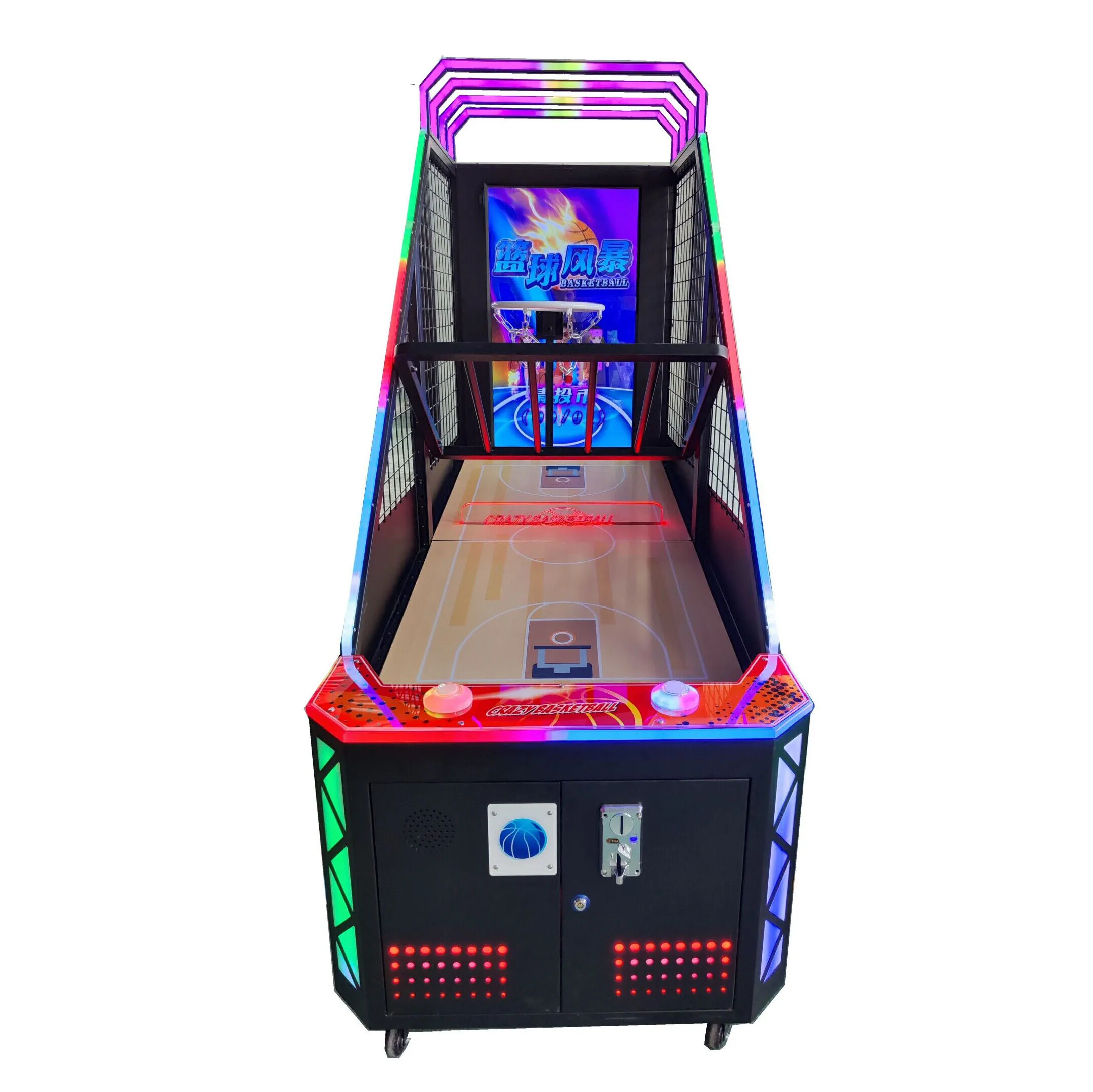 Coin Operated Foldable Metal Basketball Arcade Crane Machine with Shooting and Training Featurespromote sales