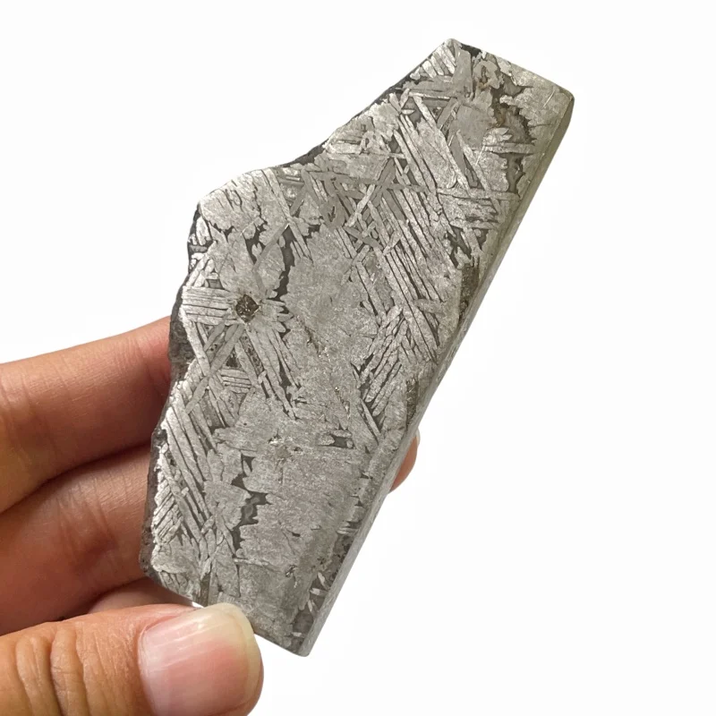  ﻿ Natural Muonionalusta Meteorite Beveled Thick Slice Piece Widmanstatten Pattern Mineral Ornament and Collectibles  QC897