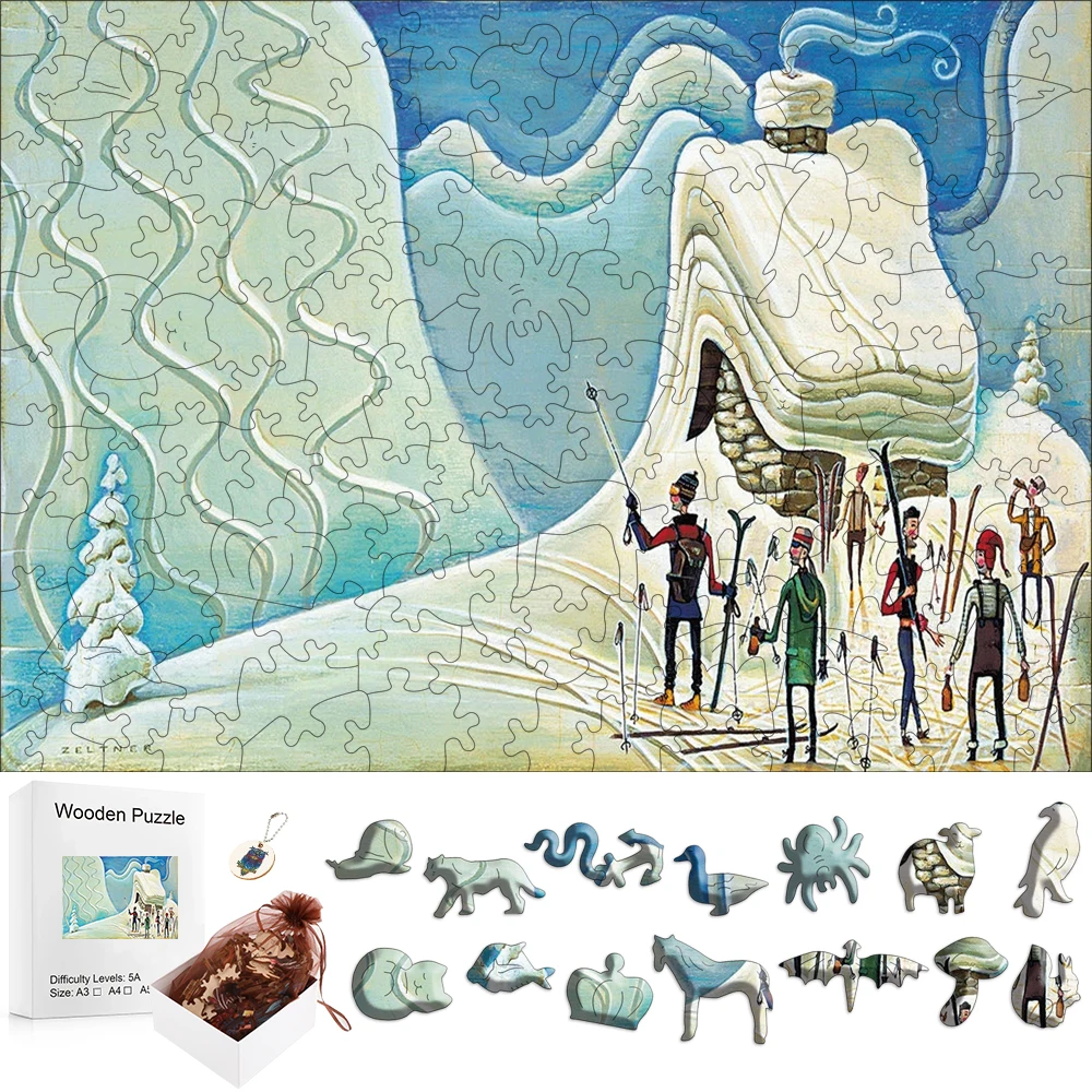 Family Interactive Games for Children Puzzle 3d Wood Model Hell Difficulty Snow skiing Jigsaw Puzzles for Kids Toys Hobby Diy