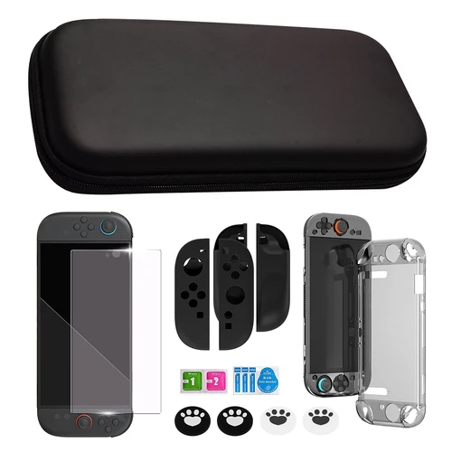 Imagen 2 del producto Kit de bolsa de almacenamiento para Nintendo Switch 2 (2025), Estuche de transporte de viaje, estuche rígido de cristal para PC, bolsa de viaje, funda Joycon con agarre para el pulgar