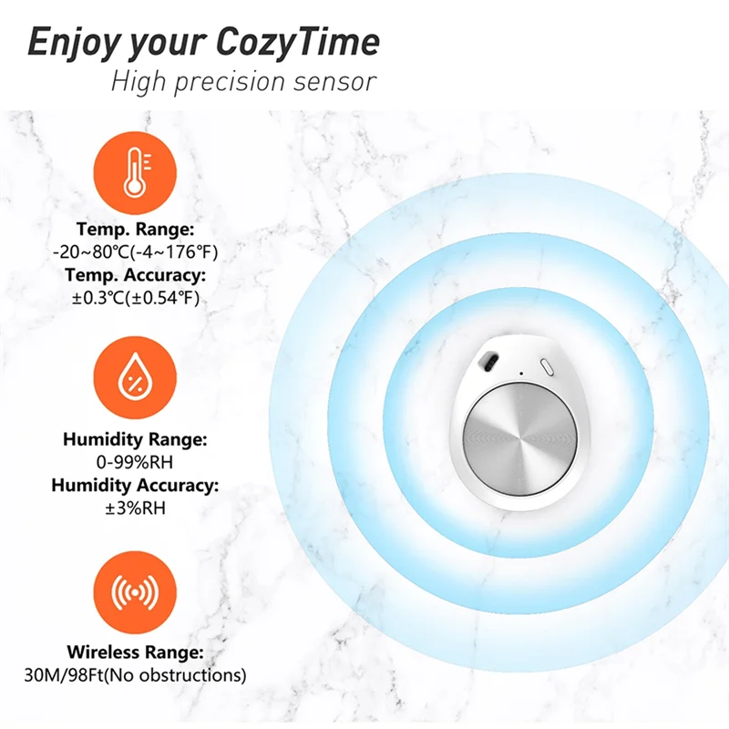 Smart Indoor Bluetooth Mini-vochtigheids- en temperatuursensor Draadloze thermo-hygrometer voor sigarenkast Reptiel (C)