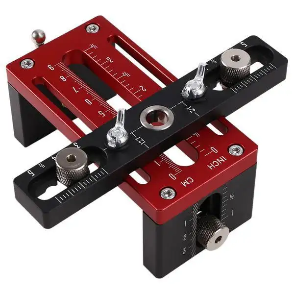 1, color: red + black, material: aluminum alloy, cabinet door installation locator, cabinet door positioning pull