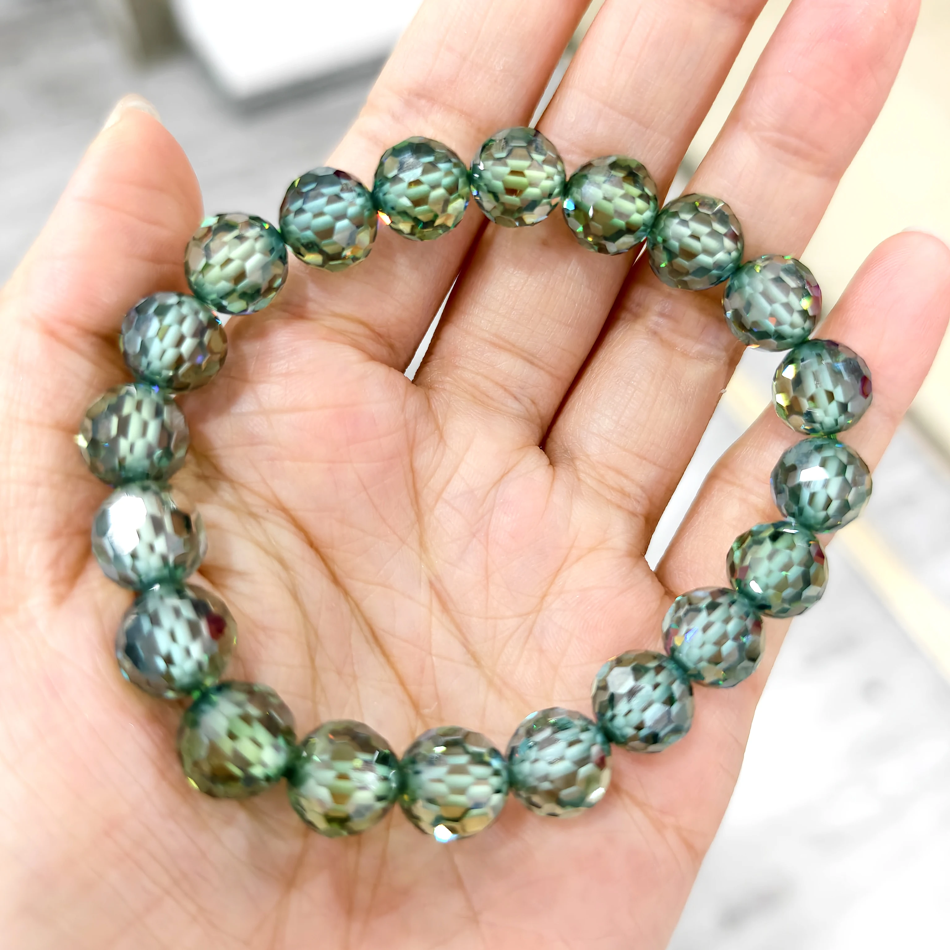 Wholesale Never Fade Green Moissanites Beads Never Fade Round Cut Moissanite Spherical Beads No Certificate for Jewelry Making