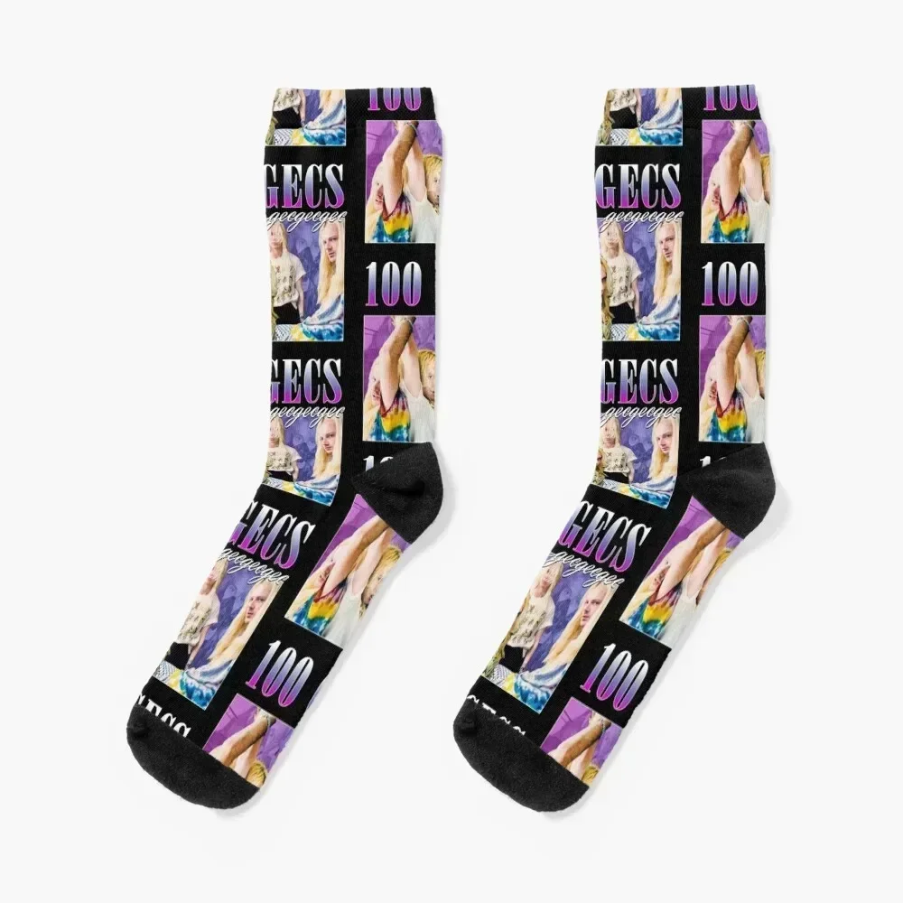 

100 GECS 90'S RETRO STYLE TEE Socks custom sports Antiskid soccer aesthetic Women's Socks Men's